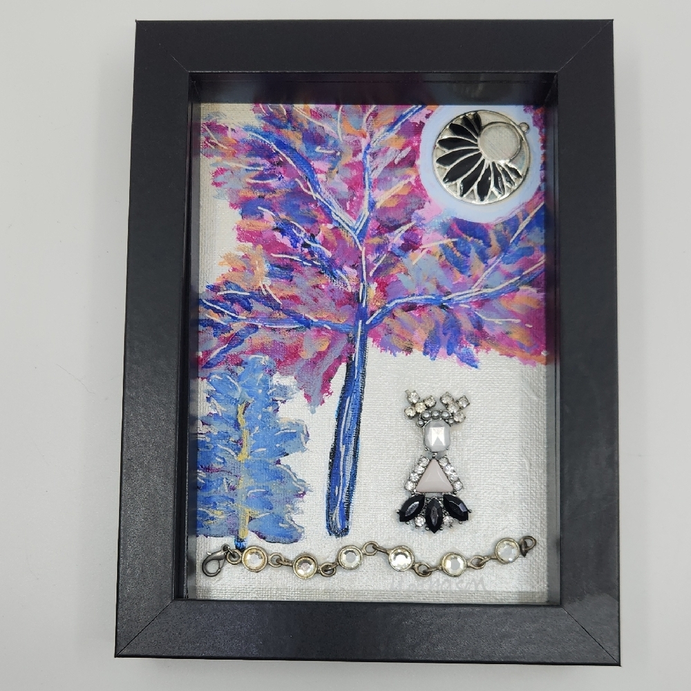 "The Moon in Spring" Original Mixed Media Art by Butterfly Rising Designs